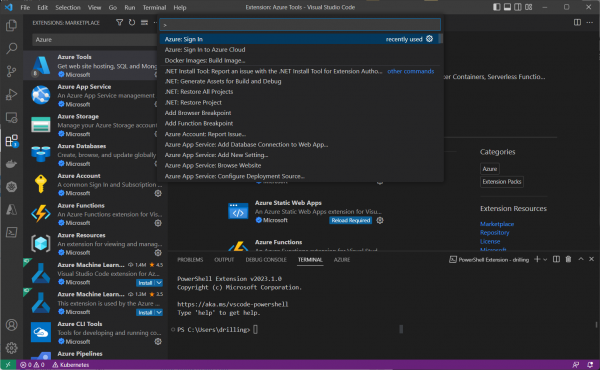 Das Anmelden bei Azure. (Bild: Drilling / Microsoft)