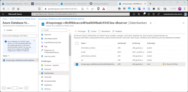 Der MySQL-Flexible-Server bildet das Datenbank-Fundament für unseren App-Service.
