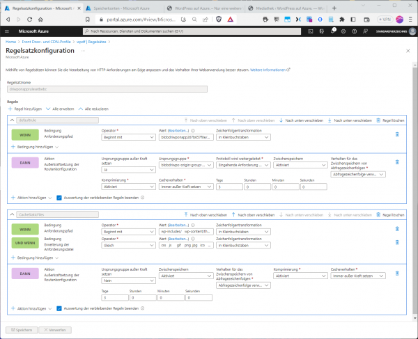 Ein Regelsatz in Azure Front Door
