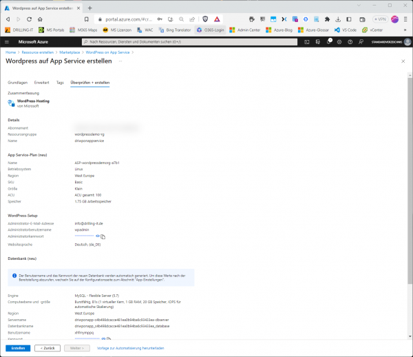 : Zusammenfassung der Wordpess-On-App-Service-Bereitstellung