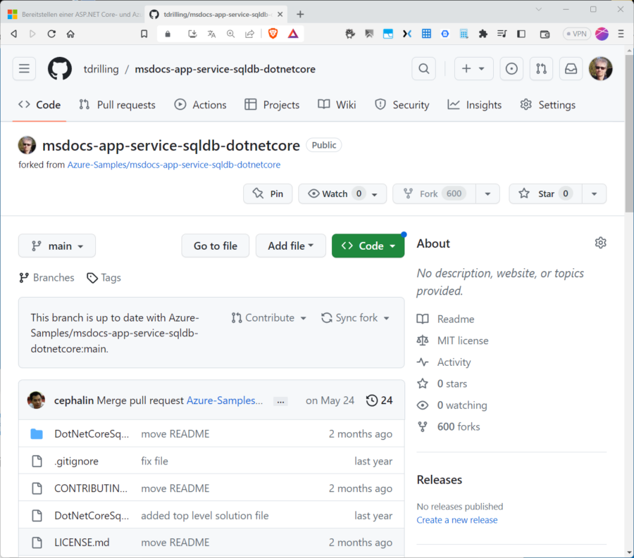 Das “Forken” eines öffentlichen GitHub-Repos.