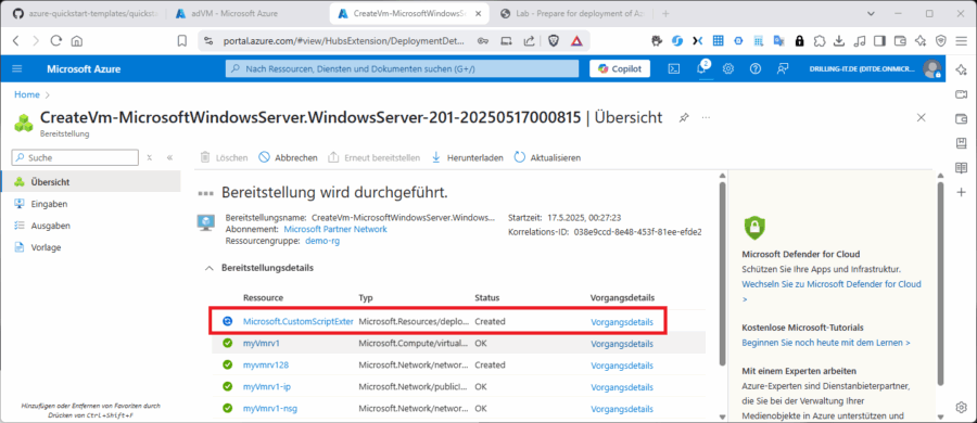 Es ist immer eine gute Idee, den Bereitstellungsverlauf zu beobachten.