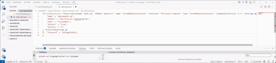 Passen Sie das Powershell-Script an Ihre Umgebung an.