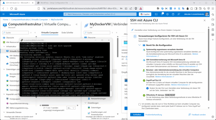Das Aktualisieren des Container-OS in Azure.