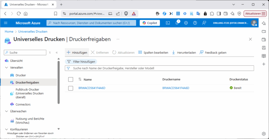 Nur auf freigegebene UP-Drucker kann lokal zugegriffen werden.