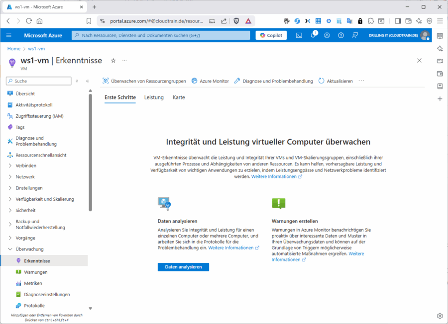 Insights ist nun fertig konfiguriert und einsatzbereit.
