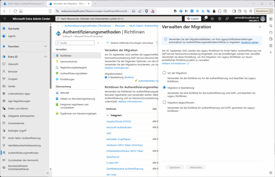 Microsoft stellt einen Assistenten zur Verfügung, mit dem Sie die Migration steuern können.