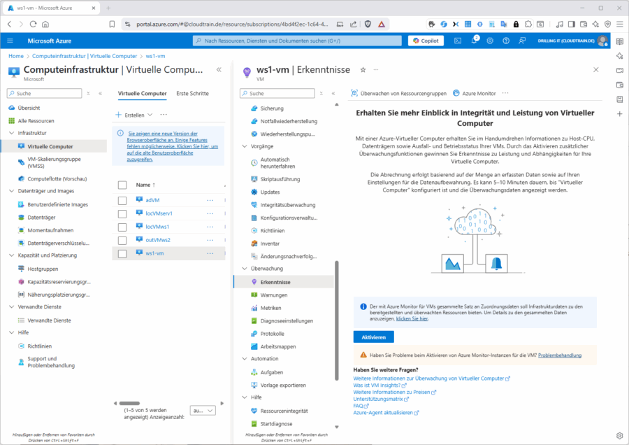 Das Aktivieren von Insights ist mit einem Klick erledigt.
