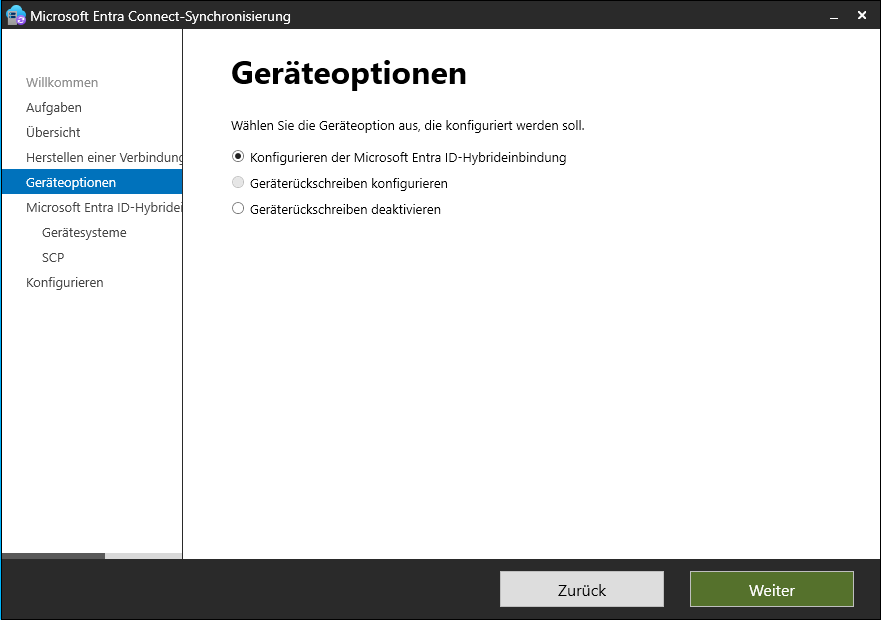 Der Device-Writeback wird im Entra-ID-Connect konfiguriert.