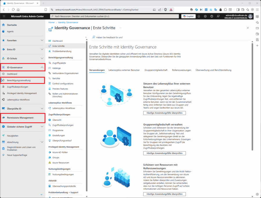 "Berechtigungsverwaltung" gibt es im deutschen Azure-Portal quasi "doppelt".