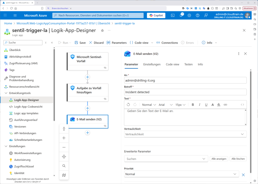 Das Erstellen eine Logic App in Azure ähnelt stark der Arbeitsweise mit Power Automate.