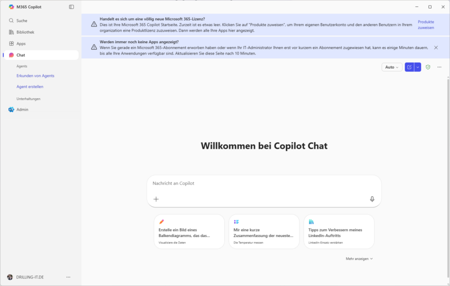 M365-Copilot ohne M365-Lizenz MIT Chat-Funktion.