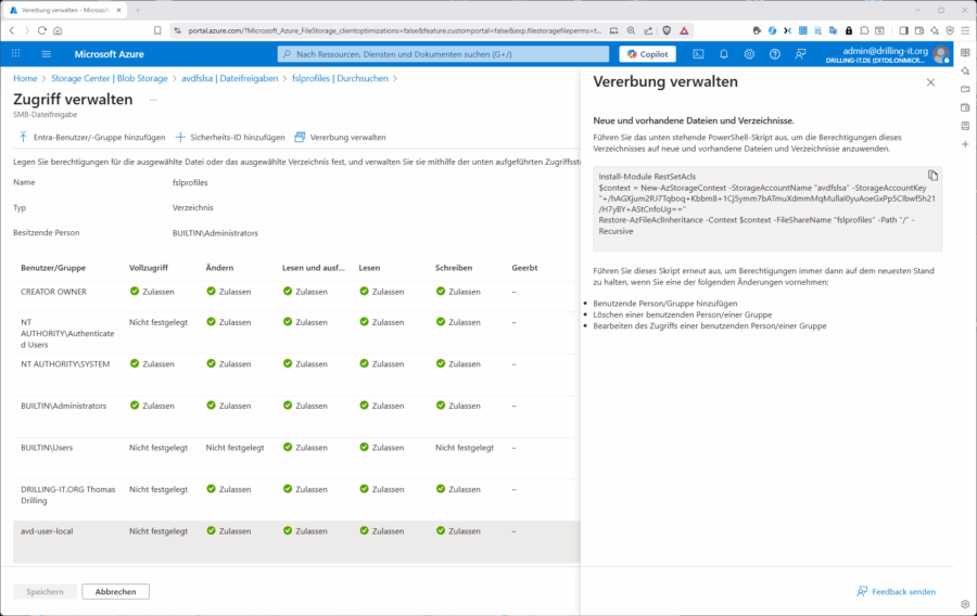 Das Setzen der benötigten Vererbung ist derzeit (noch) etwas umständlich funktioniert aber in kleineren Umgebungen gut.