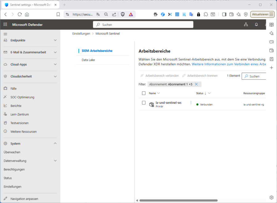 Sie können Sentinel auch mit mehreren Workspaces konfigurieren, aber nur einer ist "führend" (primär).