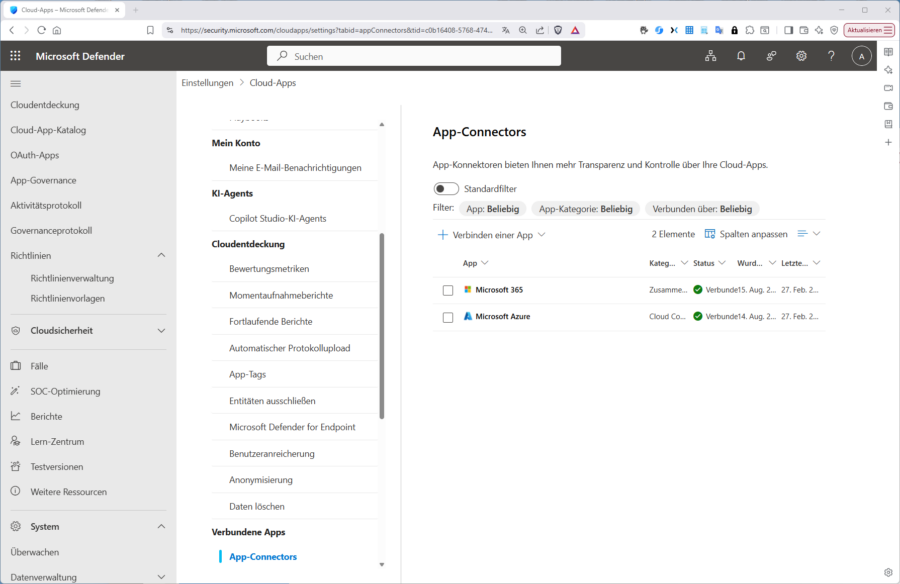 "Verbundene Apps" im MDCA