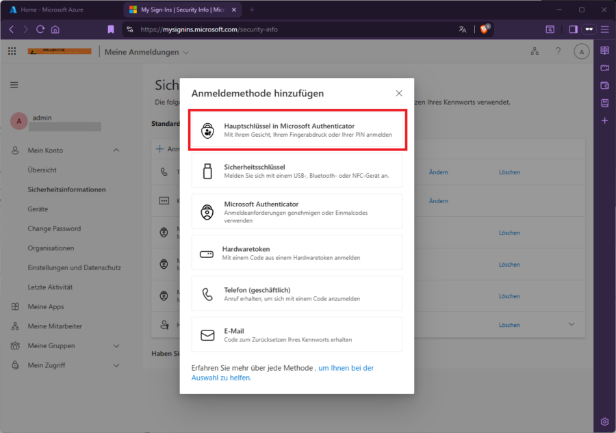 Ein "Hauptschlüssel im MS-Authenticator" ist ebenfalls Fido2/WebAuthn, aber aber nicht im Authenticator gespeichert, sondern in der Security-Enclave des Devices.
